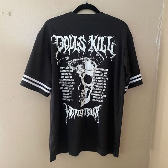 Dolls Kill Logo Merch Tour Jersey Shirt Tee Sport Blokette Sz S NWT oversized - Picture 6 of 7